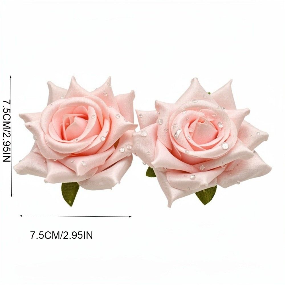 Cloth Floral Stud Earrings Solid Color Drop Earrings Retro Rose Flower Earrings  Women