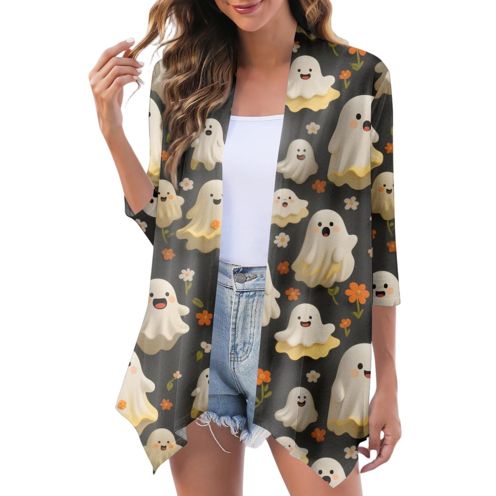 

Женский модный повседневный уютный кардиган-жакет на Хэллоуин L чёрный