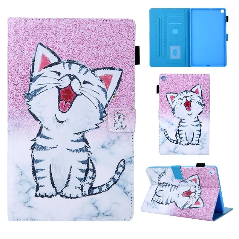 

For Samsung Galaxy Tab A 10.1 SM T510 T515 Case Flip PU Leather Tablet Cover for Samsung Tab A 10 1 2019 Case SM-T510 Kids Shell Happy Cat
