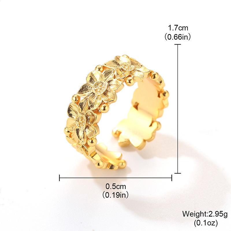National style plum blossom rose open wreath ring French niche light luxury fashion personalized hand jewelry