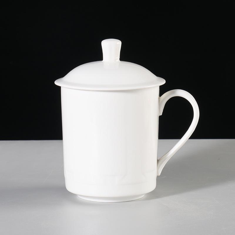 Керамическая чайная чашка Jingdezhen с крышкой - Большой объем для офиса и встреч 500ml