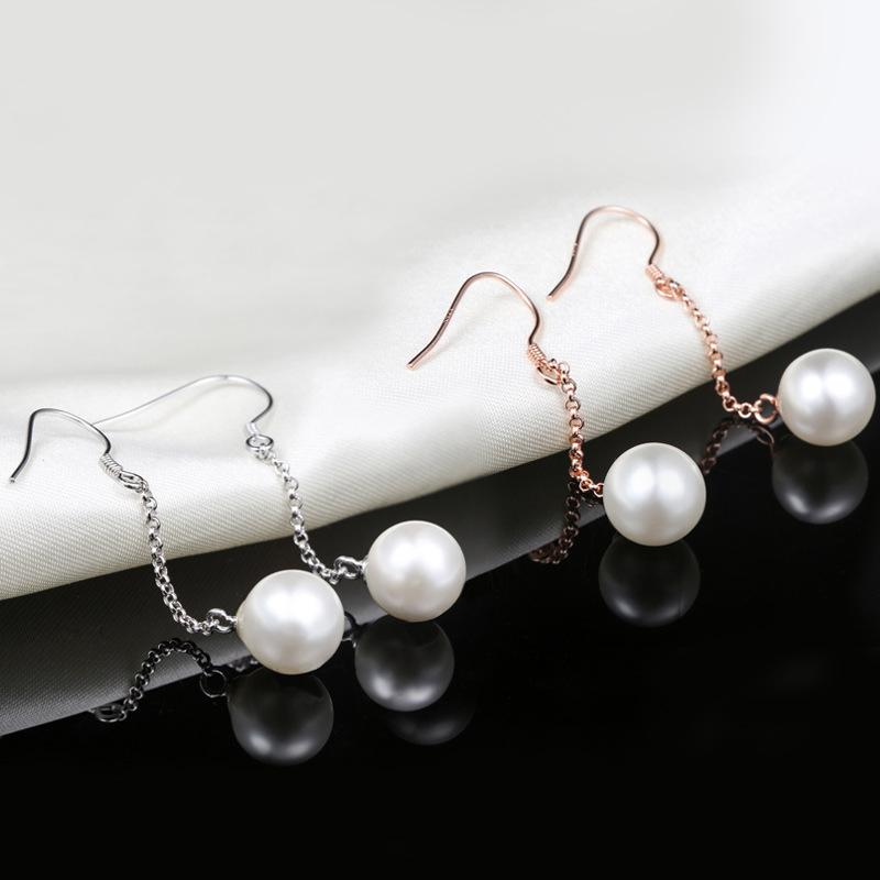 Lindon 925 Sterling Silber synthetische Perlenohrringe Tropfenohrringe für Frauen Hochzeit Party Geschenke
