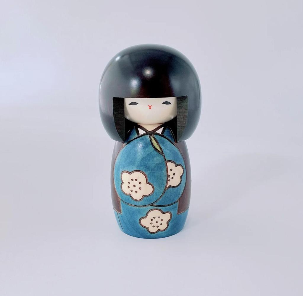 Usaburo Wooden Kokeshi Doll Kojitsu Kimono Girl 14cm Tall Made in Japan