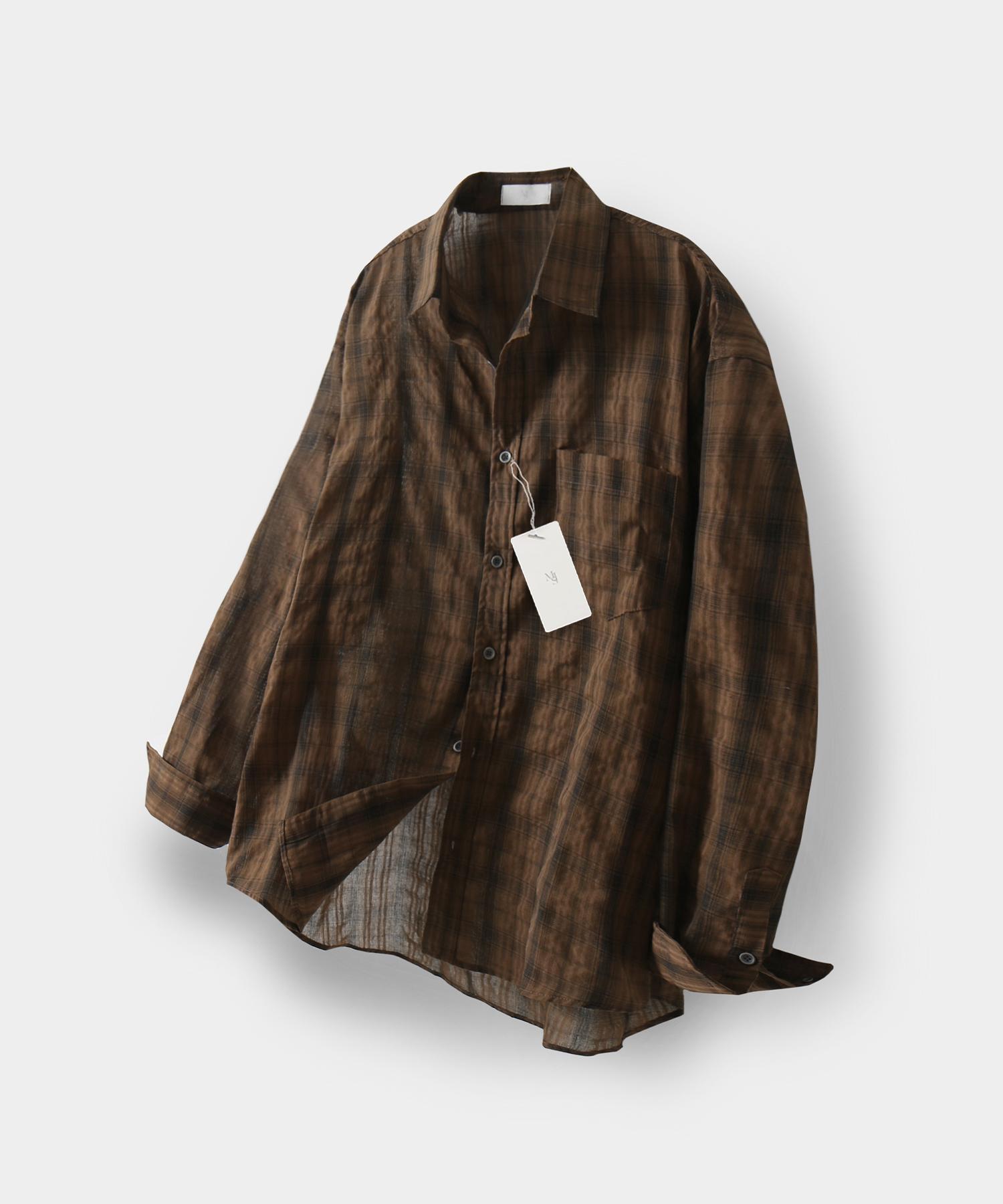 Mood Inside Vintage Wrinkle Check Shirt_Brown Brown/Xl