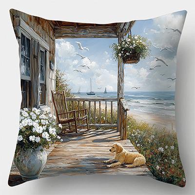 

Ocean Theme Polyester PillowcaseSuitable for sofa car bedroom decorative cushion cover pillow cover 45x45cm