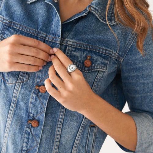 Fossil Women's Two-Hand Silver-Tone Stainless Steel Watch Ring, ES5245