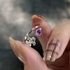 Iris Purple Diamond Flower Tail Ring - Women's Fashionable Korean-Style Design with a Fresh, Simple, and Elegant Appeal.
