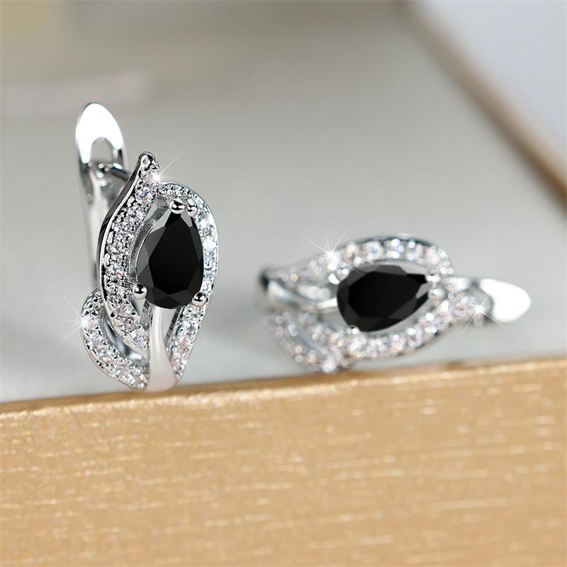 Cute Female Yellow Zircon Stone Hoop Earrings Trendy Gold Color Wedding Jewelry For Women