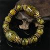 Natural Beautiful Stone Bracelet Green Ice Flower Bracelet Retro Tibetan Ethnic Style Bracelet Precious Jewelry