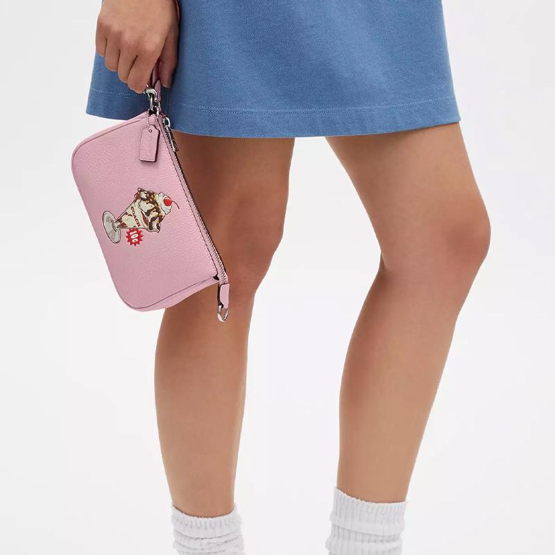 Coach Nolita 19 Eisbecher-Muster Reißverschluss Glattleder Handtasche Kleine Damenhandtaschen Kirschblütenrosa CU251-SVAOH