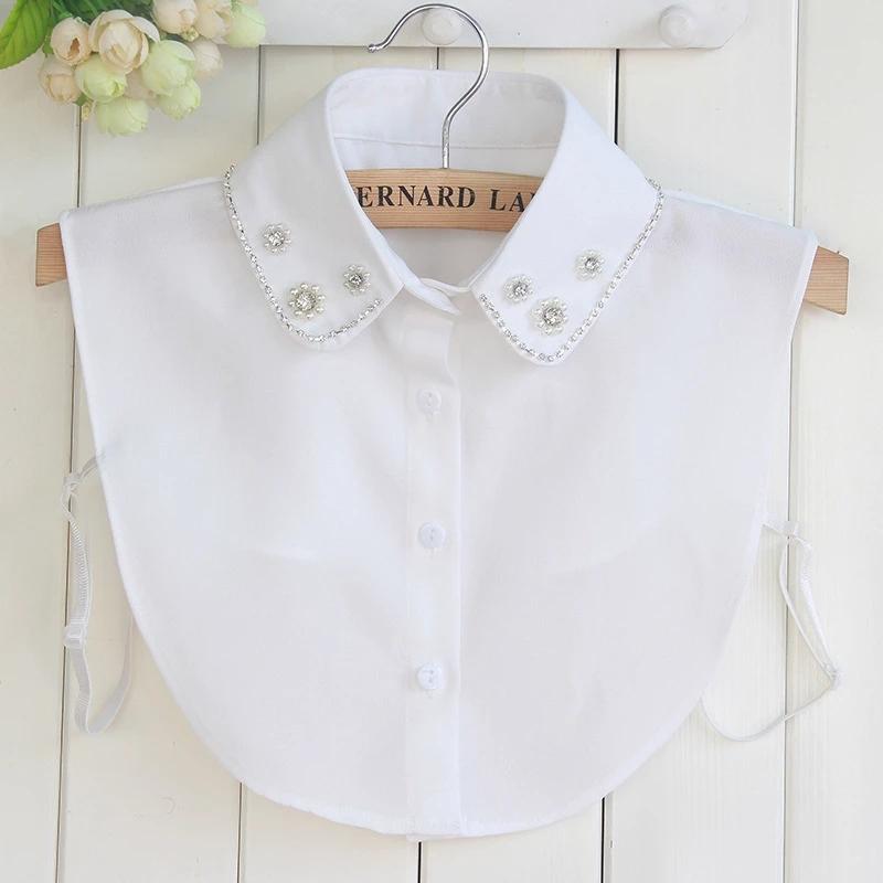 22 Styles White/Black Women Fake Collar Shinny Beaded Detachable Collars Half Shirt Blouse Sweater False Collars Female Faux Col