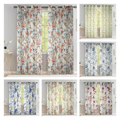Bunter Blumenvorhang für Wohnzimmer, eleganter abstrakter Vorhang mit floralem Rankendruck, Fenstervorhänge, hohe Schattierung (70 %-90 %)2 Paneele