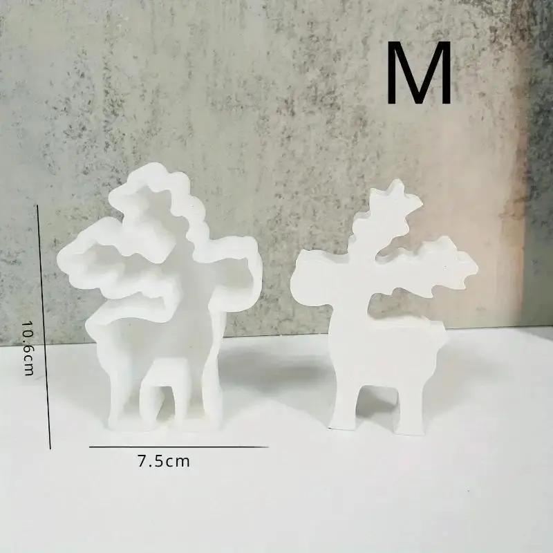 Christmas Elk Ornament Silicone Mold DIY Christmas Deer Scented Plaster Candle Mold Resin Crafts Making Tools For Home Decor