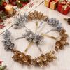 10Pcs/Bundle Gold Silver Christmas Pine Cone Artificial Plants Diy Gifts Box Wedding Decorative Flowers Home Decor Accessories