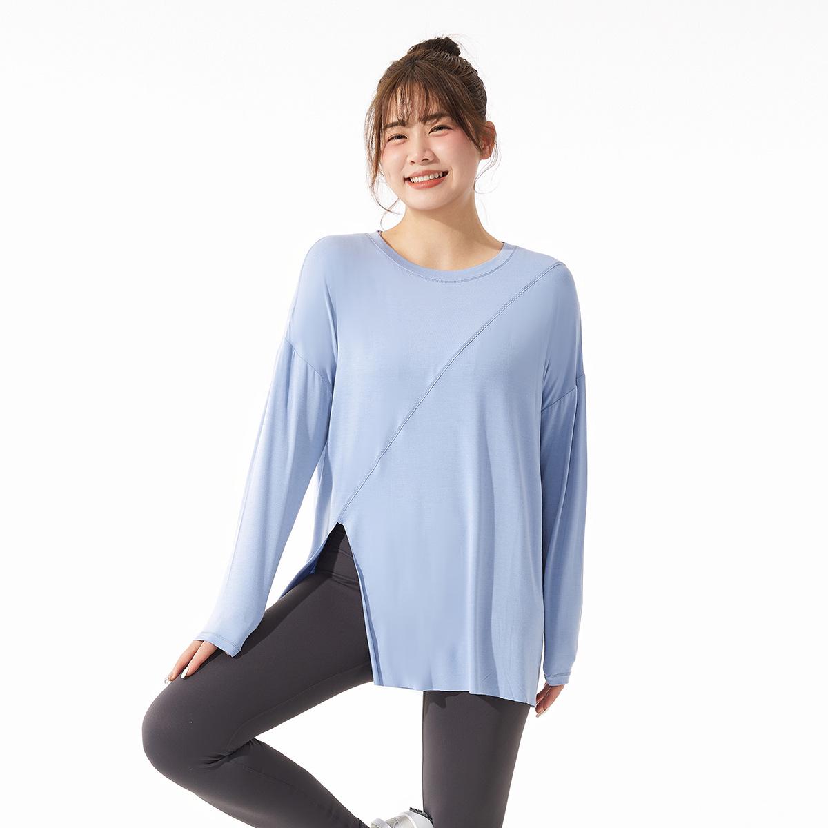 

Женский йога-топ с длинным рукавом большого размера - Свободный крой для пилатеса, бега и фитнеса