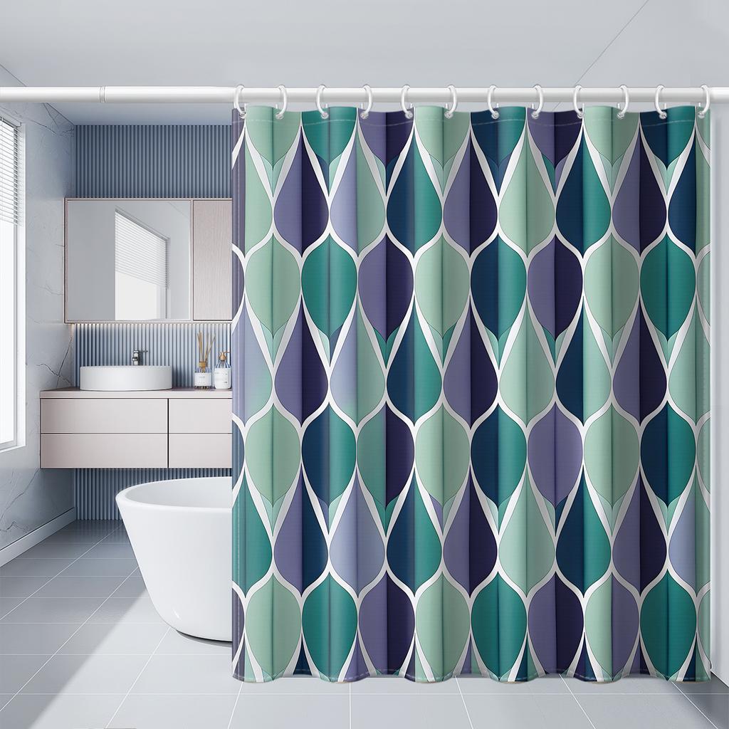 Reusable Shower Curtain With Hooks Mildew Proof For Bathtub And Shower Enclosures