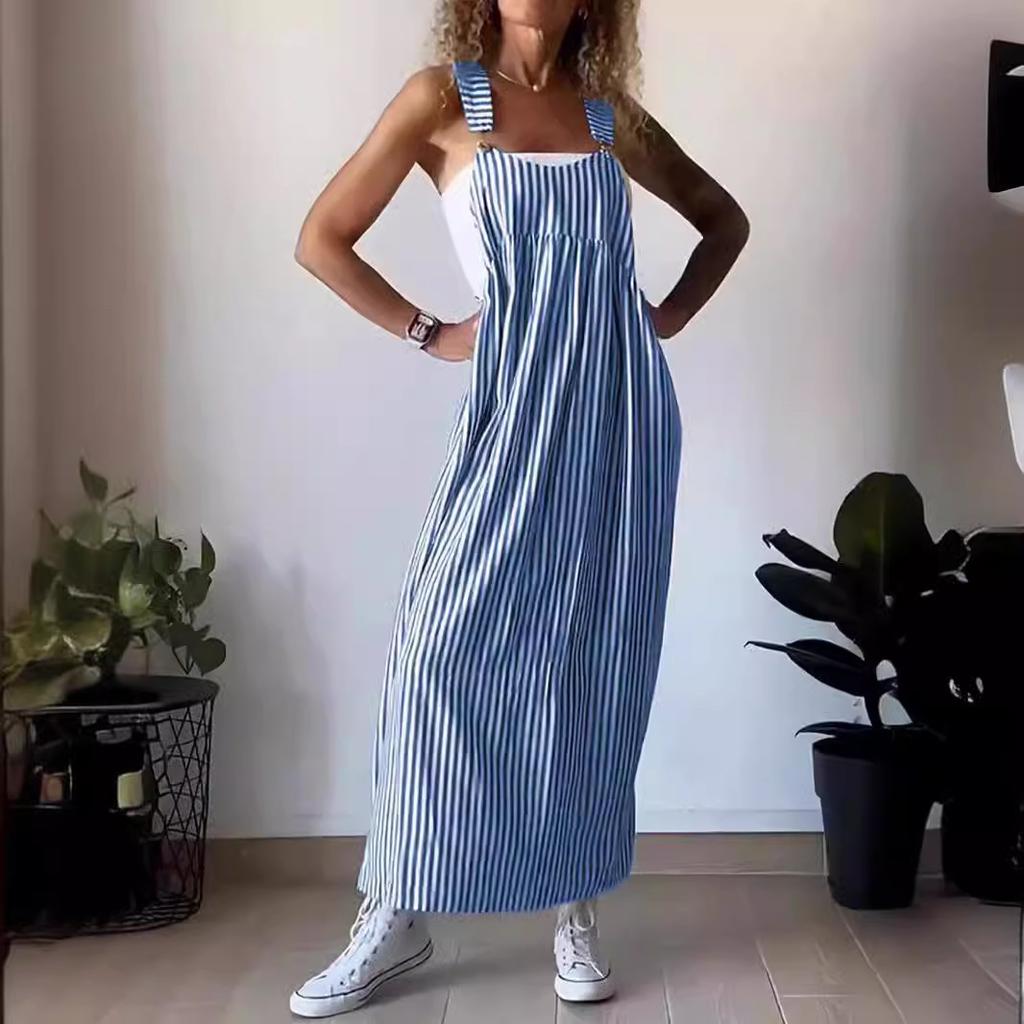 European And American Style Summer New Products, Women'S Fashion Striped Strap Dress