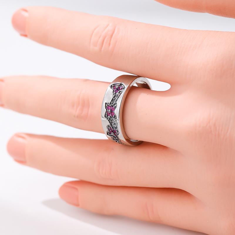 Dazzling Inlaid White Red CZ Women's Ring Vintage CopperColor Geometry Daily Wear Party Jewelry Anniversary Gift