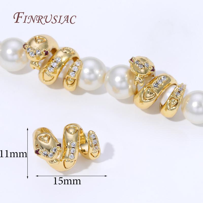 

18K Gold Plated with Zircon Snake-Shaped Beads For Jewelry Making Supplies,Decorative Beads,DIY Bracelet Accessories,Spacer Bead 1 pcs