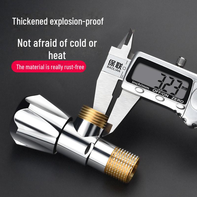 All-Copper Triangular 4-Point Valve: 304 Stainless Steel, Hot/Cold Water Heater, Three-Way Inlet, Dual Outlet Stop Valve