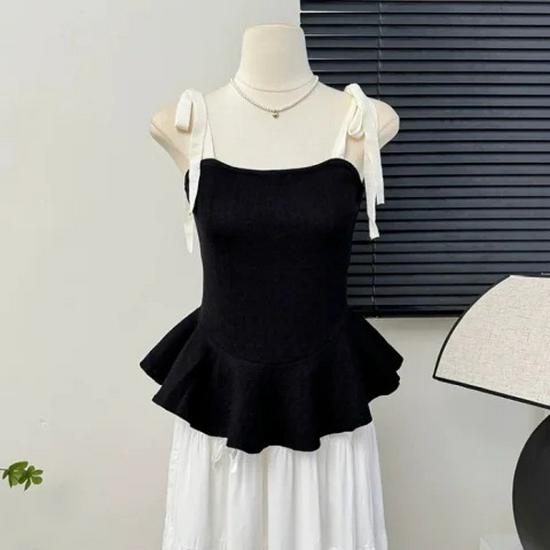 

Женский облегающий вязаный жилет без рукавов в стиле ретро с французским квадратным вырезом, 2025 One Size (recommended under 125 jin) чёрный