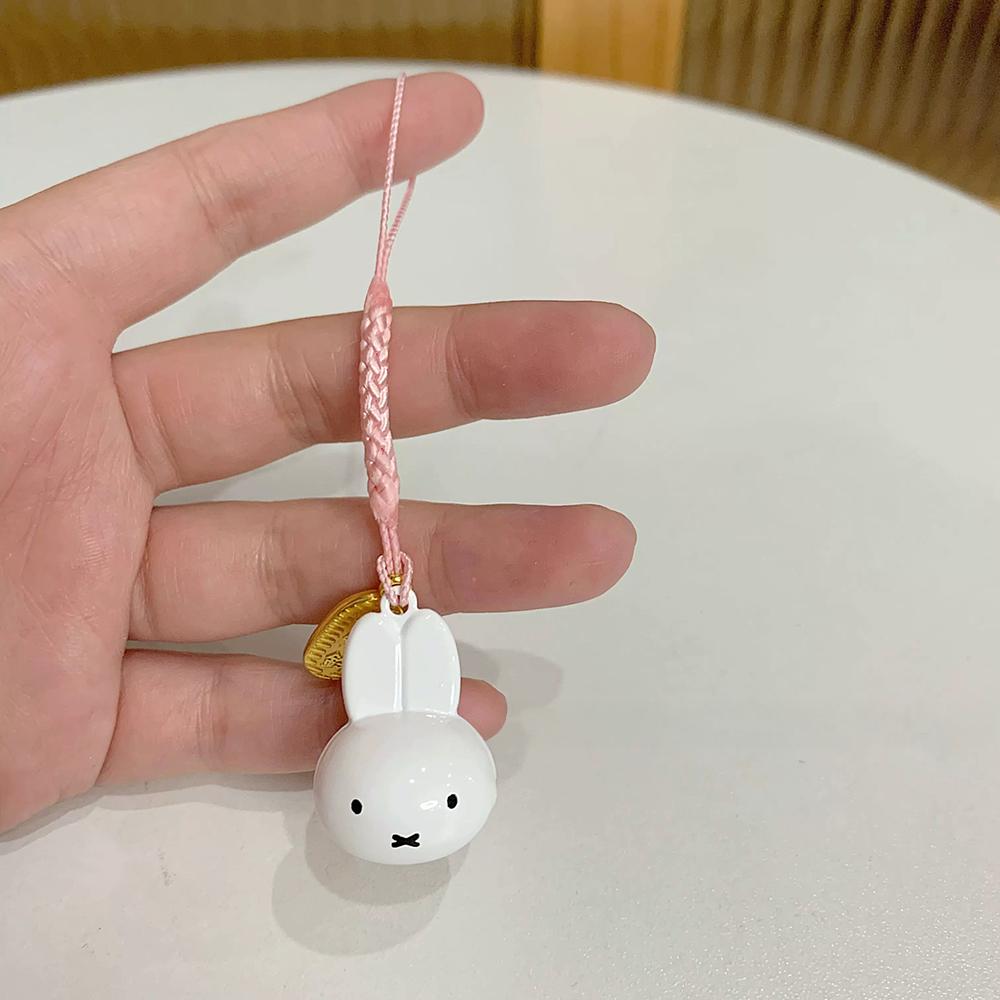 Kawaii Miffy New Small Bell Pendant Cartoon Rabbit Japanese Style Braided Rope Mobile Mobile Phone Chain Girl Birthday Gift