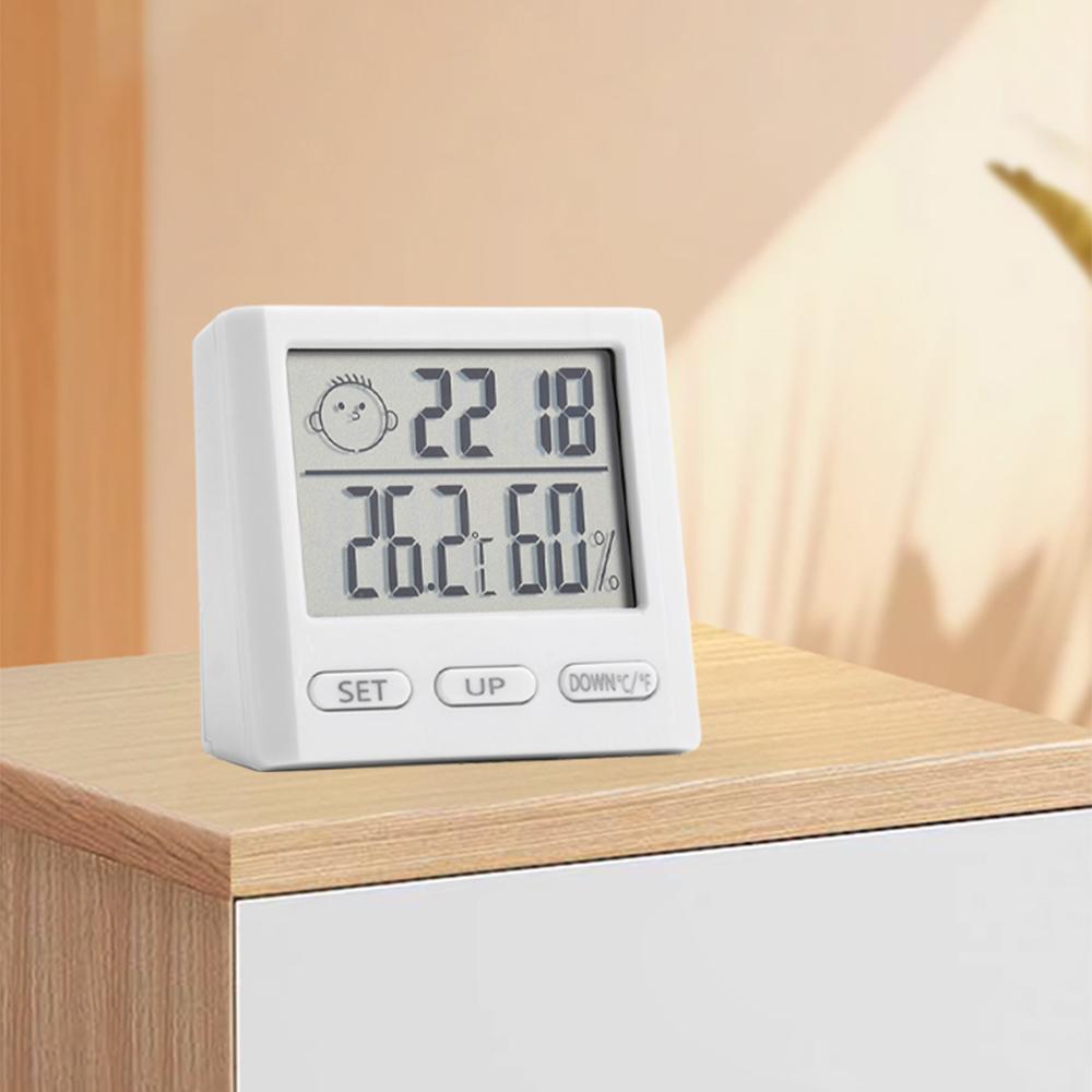 Indoor Digital Temperature Humidity Clock LCD Electronic Thermometer Meter With Stand Hygrometer Humidity Gauge Digital