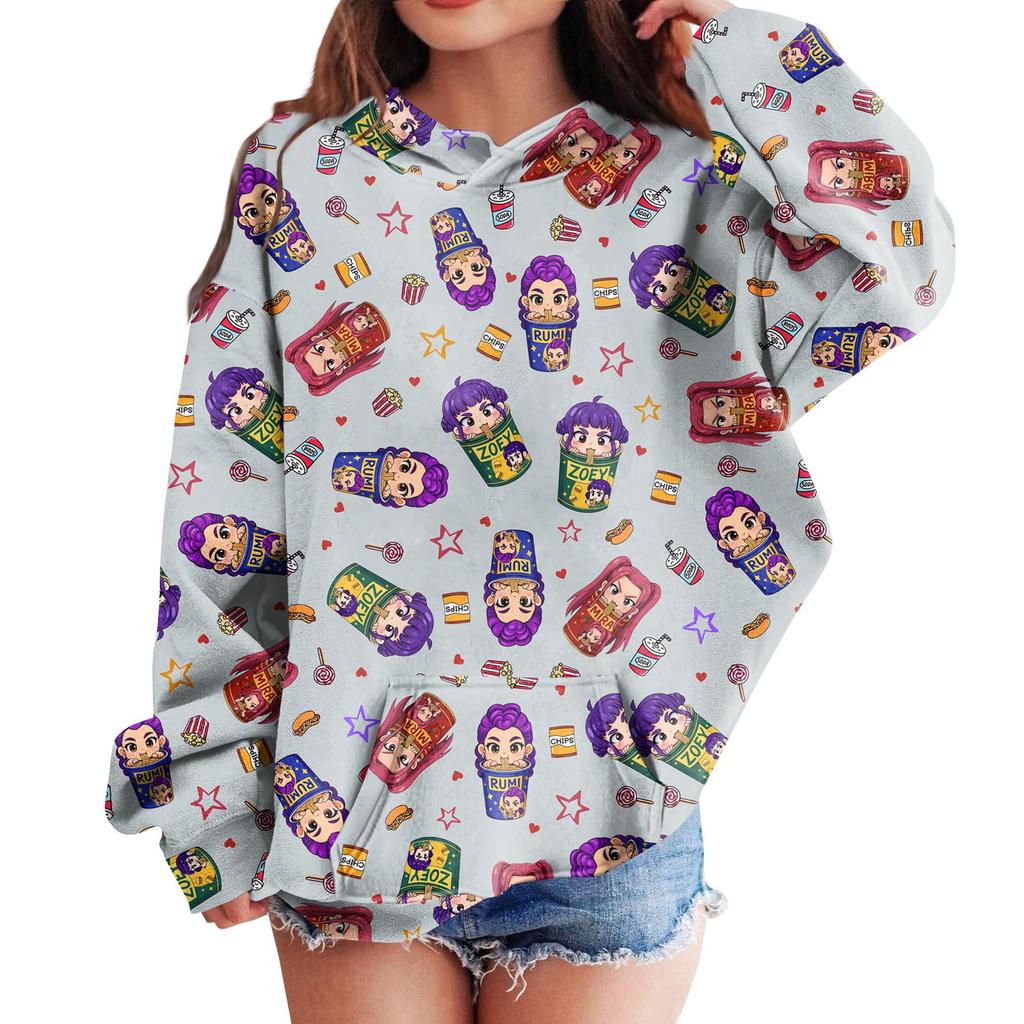Sweatshirts For Teen Girls Hoodies Long Sleeve Drawstring Pullover Cute Printed Hoodie Top