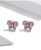 Aifle Sterling Silver S925 Pink Butterfly Earrings with Platinum-Plated Oil-Drop Design