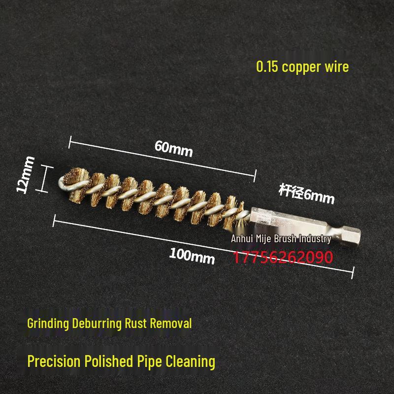 Electric Hex Shank Copper Wire Brush for Deburring, Rust Removal, Grinding, and Polishing