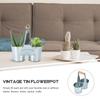 Verzinkter Doppel-Eimer aus Zinn Sukkulenten-Blumentopf Vintage-Vase Vasen für Blumen Zimmerpflanzen