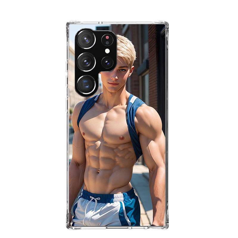 Sexy Muscle Man Gay Fitness Phone Case For Samsung Galaxy S25 Edge S24 S23 S22 S21 FE S20 Ultra S10 Plus + Art Customized Coque