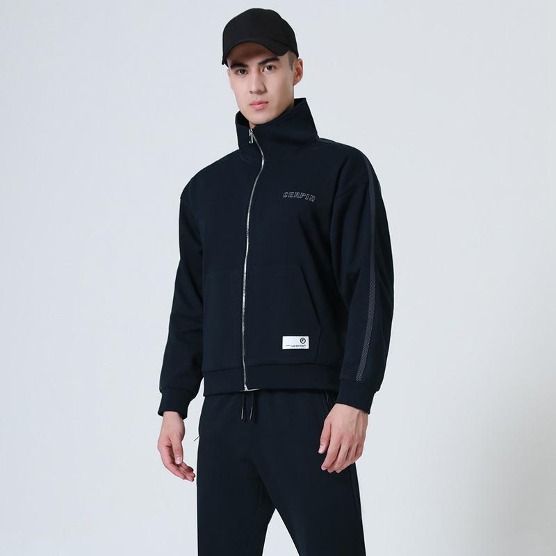 

Мужская спортивная ветровка - воротник-стойка, однослойная, повседневная для весны и осени XL темно-синий