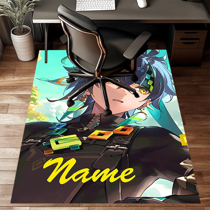 Custom Genshin Impact Mat Personalized Name, Polyester Washable Indoor Entryway Rug, Gift for Christmas, Easter, Thanksgiving Day
