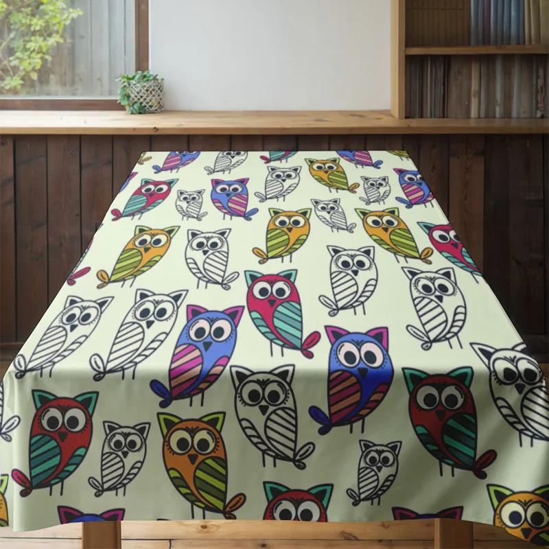 Colorful Owl Tablecloth Perfect Addition for Your Dining Room Decor!