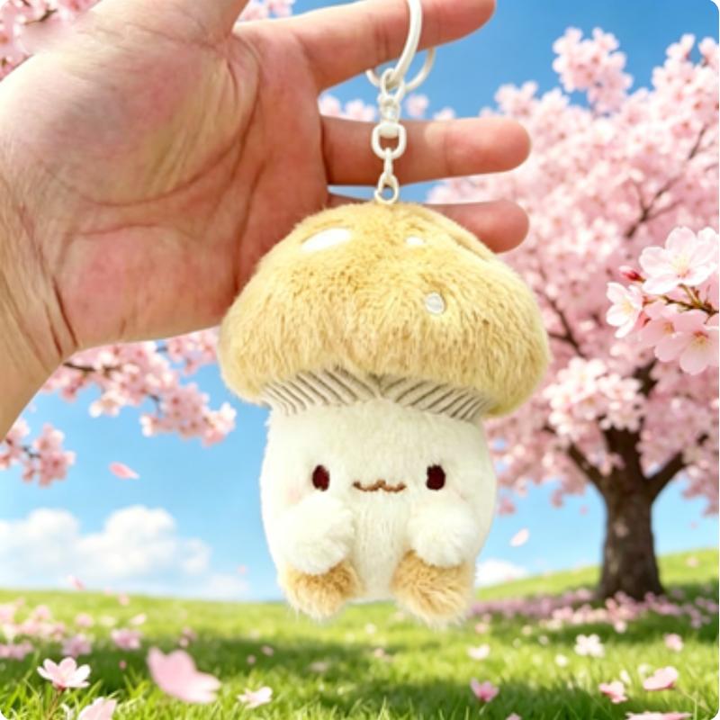 Cute Mushroom Plush Keychain, Cartoon Doll Pendant for Bags & Couples