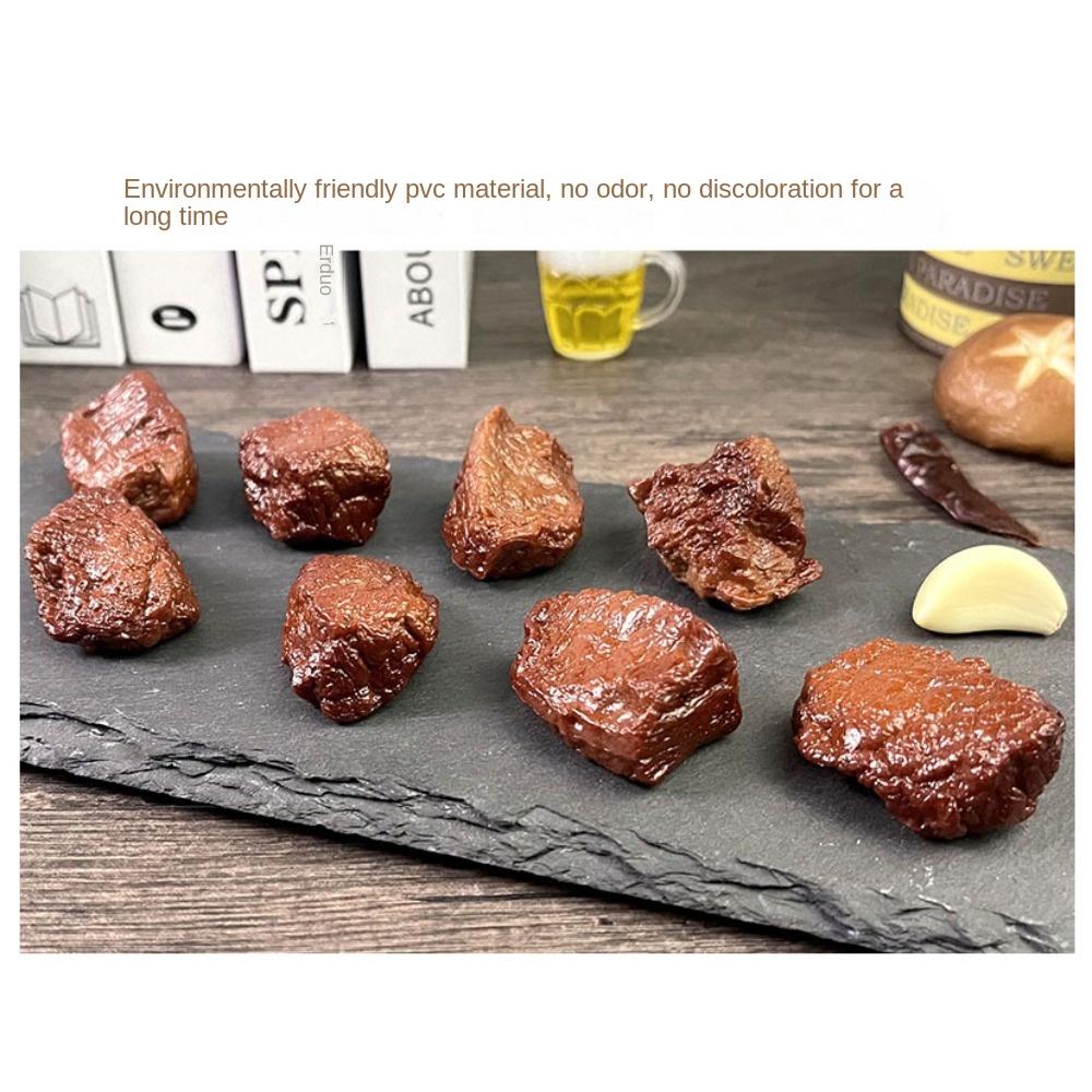 Imitation Food Beef Cubes Keyring Simulation Beef Block Simulation Food Keychain  Car Accessories