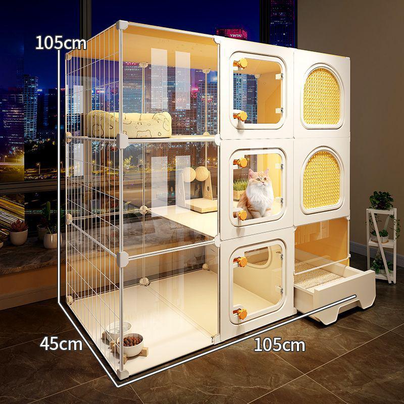 Extra-Large Indoor Cat Villa: One Room, Living Room, Bathroom - Spacious Cat Cage & Nest with Integrated Toilet