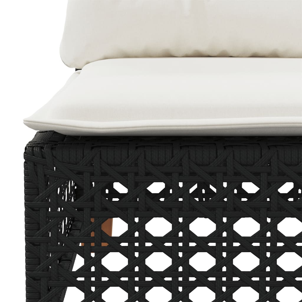 Garden Sofa with Cushions 3 Seater Black Poly Rattan