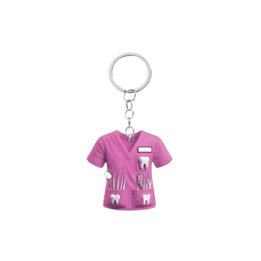 2D Flat Nurse Uniform Shape Car Pendant Christmas Tree Decoration Acrylic Flat Keychain Jewelry Pendant