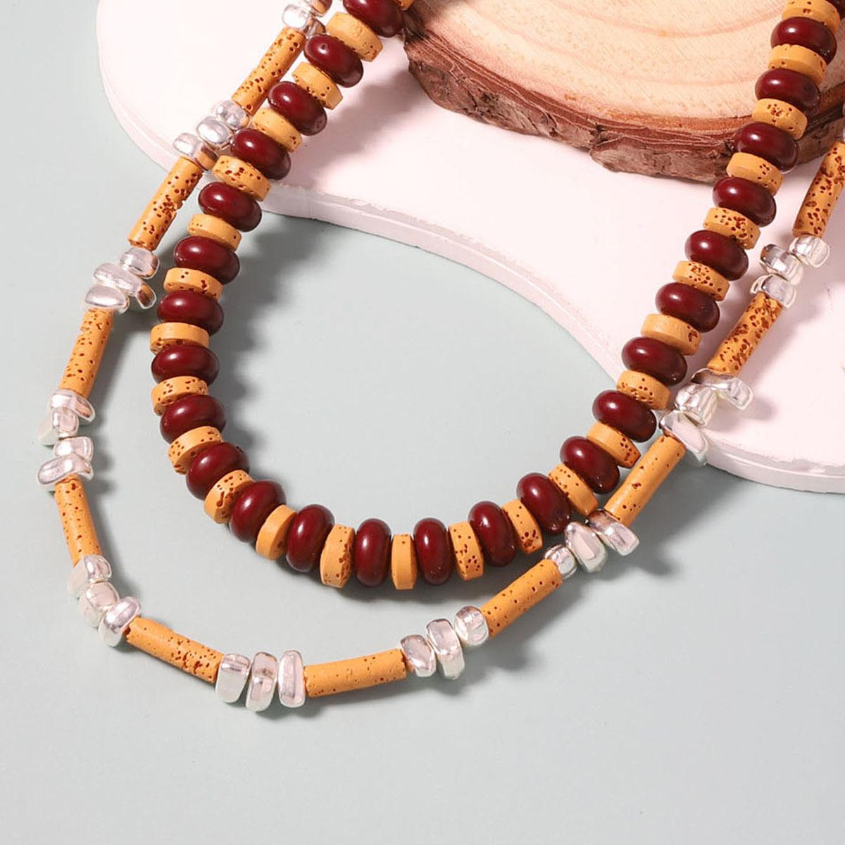 Stylish and elegant women beaded individuality casual stacking double necklace, versatile simple popular jewelry