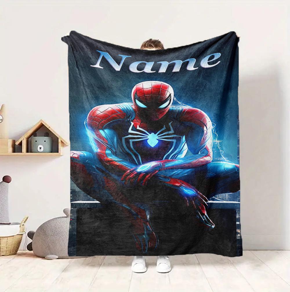 Custom Name Spider-Man Storm Flannel Blanket Throw Blanket Soft Warm Sofa Bed Decor Unique Gift
