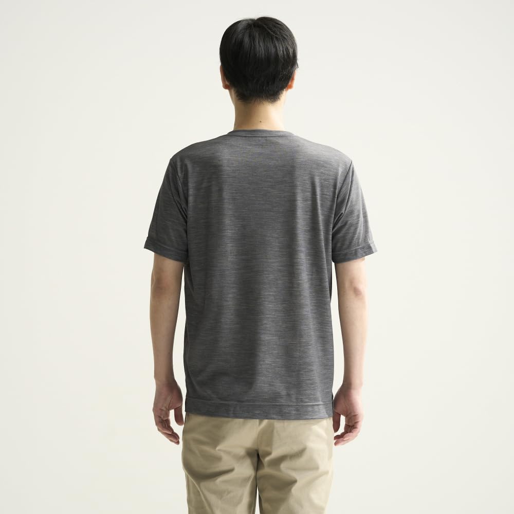 All-in-one T-shirt, merino wool, V-neck, short-sleeved shirt, quick-drying, durable odor-resistant, temperature-regulating, moisture-regulating, charc