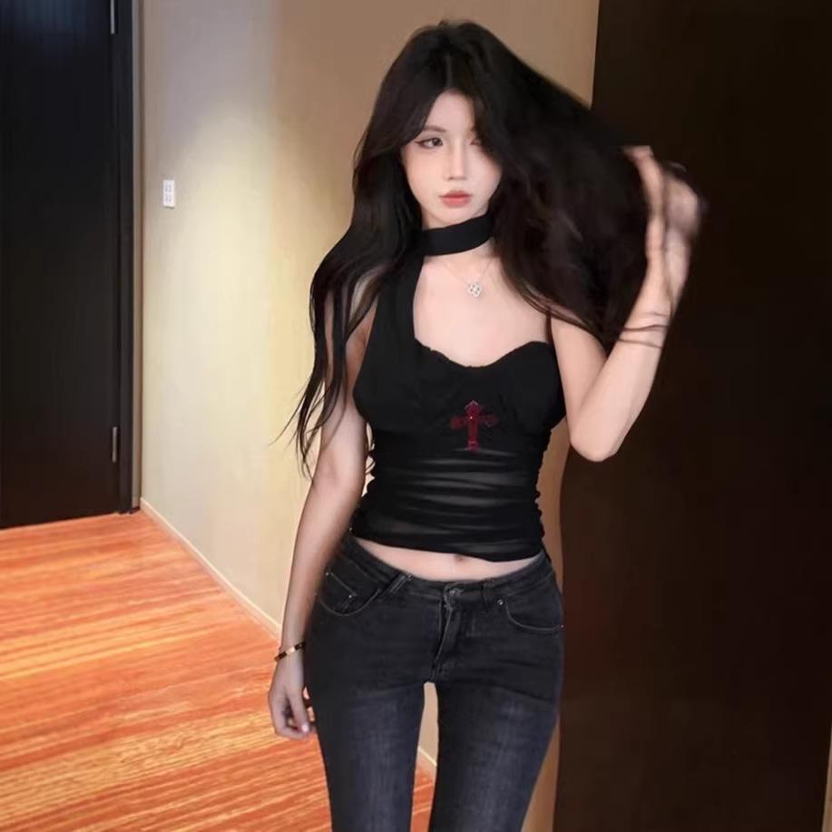 

Горячая Девушка Топ-камзол на бретельках-халтер с подкладкой - Приталенный, с плиссированной талией, прозрачная спинка, без рукавов Extra Large чёрный