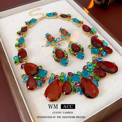 Vintage Silver Teardrop Diamond Earrings with Clavicle Chain - Light Luxury & High-End Style