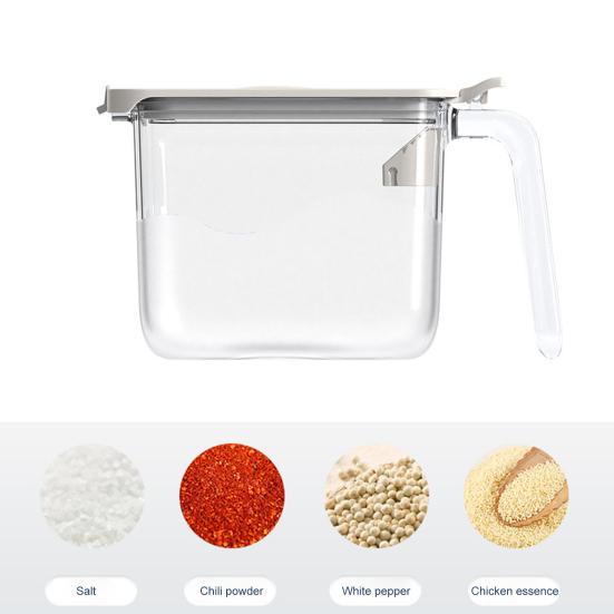 Seasoning Bottle with One-Hand Open Lid Measuring Spoon Silicone Ring Moisture-Proof Small Size Seasoning Shaker
