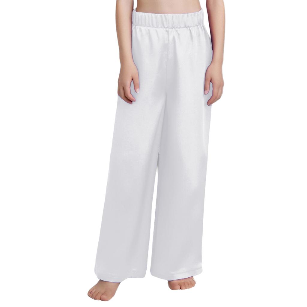 Jungen Anbetungstanzhose Elastischer Bund Einfarbig Satinmaterial Weitbeinige Hose Performance-Unterteil