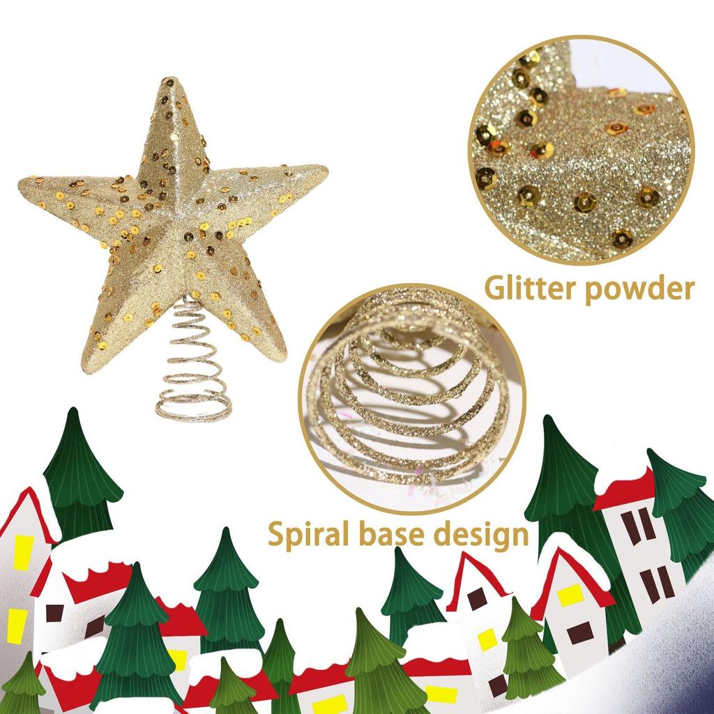 Christmas Colorful Sequin Foam Tree Top Star Christmas Tree Five-pointed Star Tree Top Layout Window Desktop Ornaments