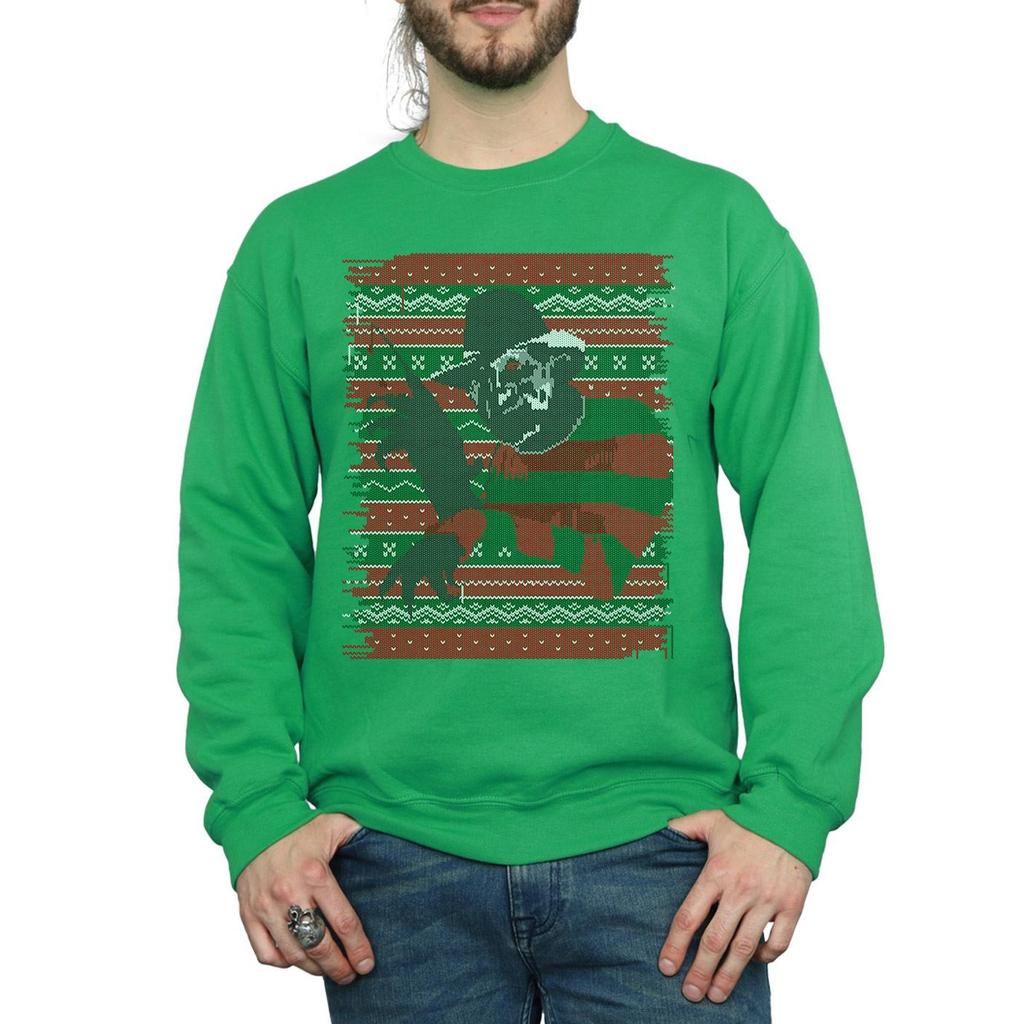 A Nightmare On Elm Street Mens Christmas Fair Isle Sweatshirt