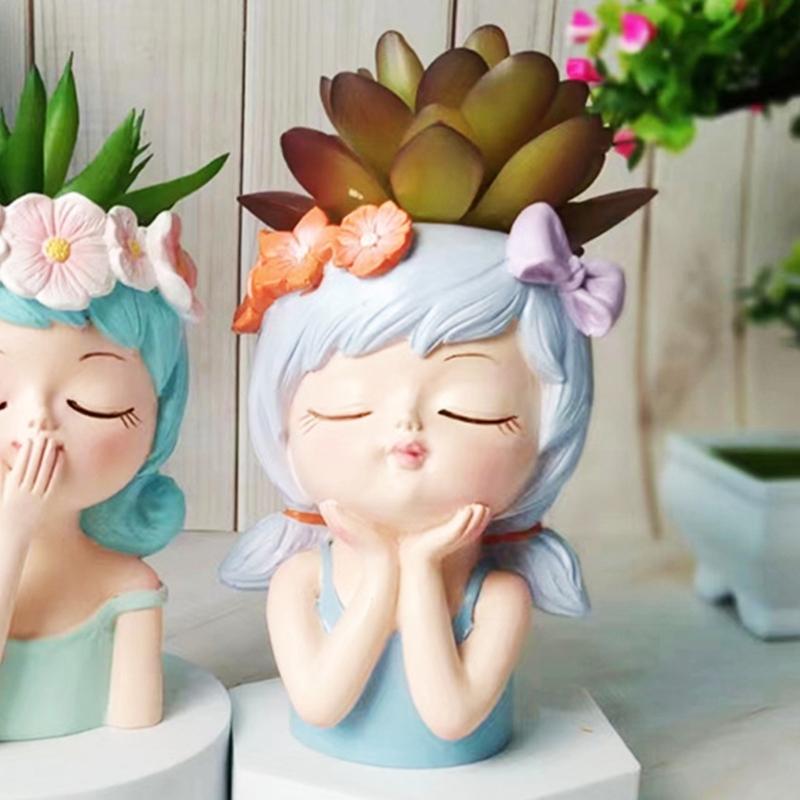 Geometric Bowknot Flower Girl Gypsum Silicone Mold Storage Box Mold for Making Succulent Plant  Flower  Pen Holder